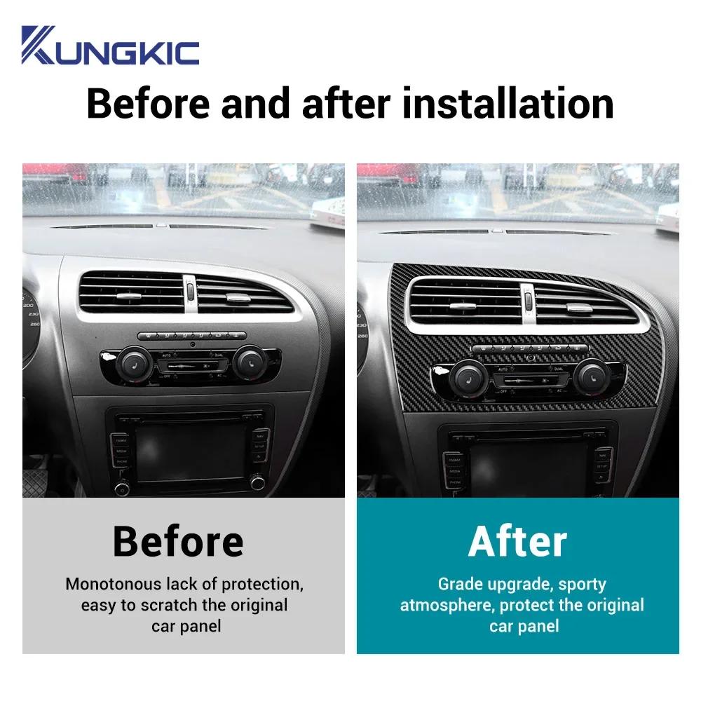 Car Instrument AC Panel For Seat Leon 2005 2006 2007 2008 2009 2010 2011 2012 LHD RHD Real Soft Carbon Fiber Sticker Accessories
