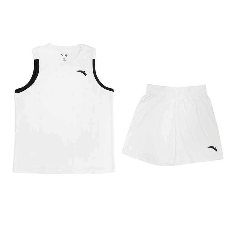 Anta Basketball Series Campus Round Neck Simple Comfortable Breathable Sports Versatile Basketball Game Suit Men suits Pure-White 152621203-1 M