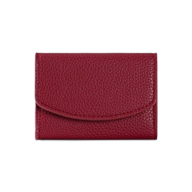 PU Japanese-style Short Three-fold Wallet Women's High-end Sense of Portable Coin Purse Fashion Buckle Wallet Large Capacity