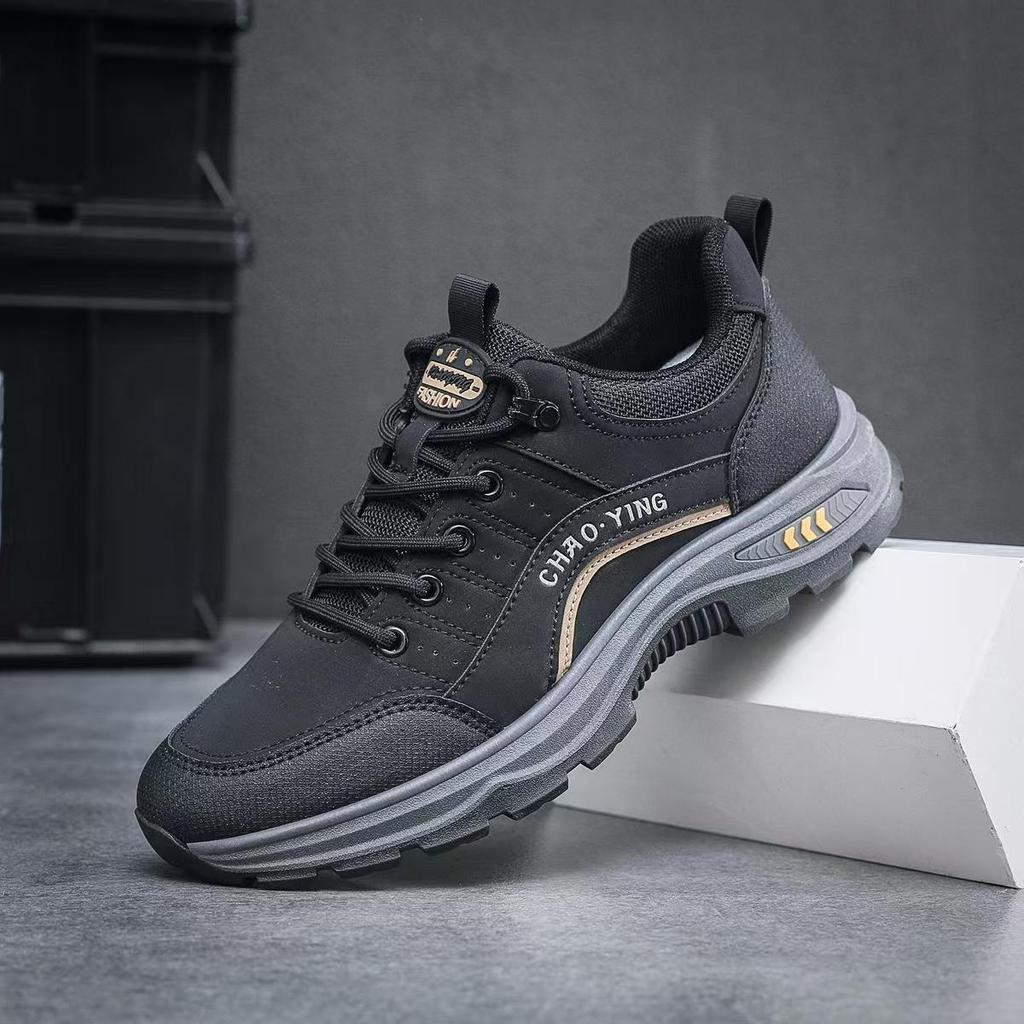 Men's Leather Hiking Shoes - Soft Sole, Versatile, Casual, Thick Sole Running Shoes for Spring and Autumn