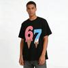 Ice Cream Cone Number 67 Print Casual Short Sleeve Top Pure cotton T-shirt