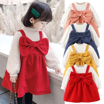Toddler Baby Kids Girls Solid T-shirt Tops Princess Dress Set Casual Clothes