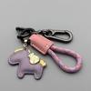 Leather Car Keychain Personalize Key Chains Ring Men's and Women's Bag Woven Rope Keyring