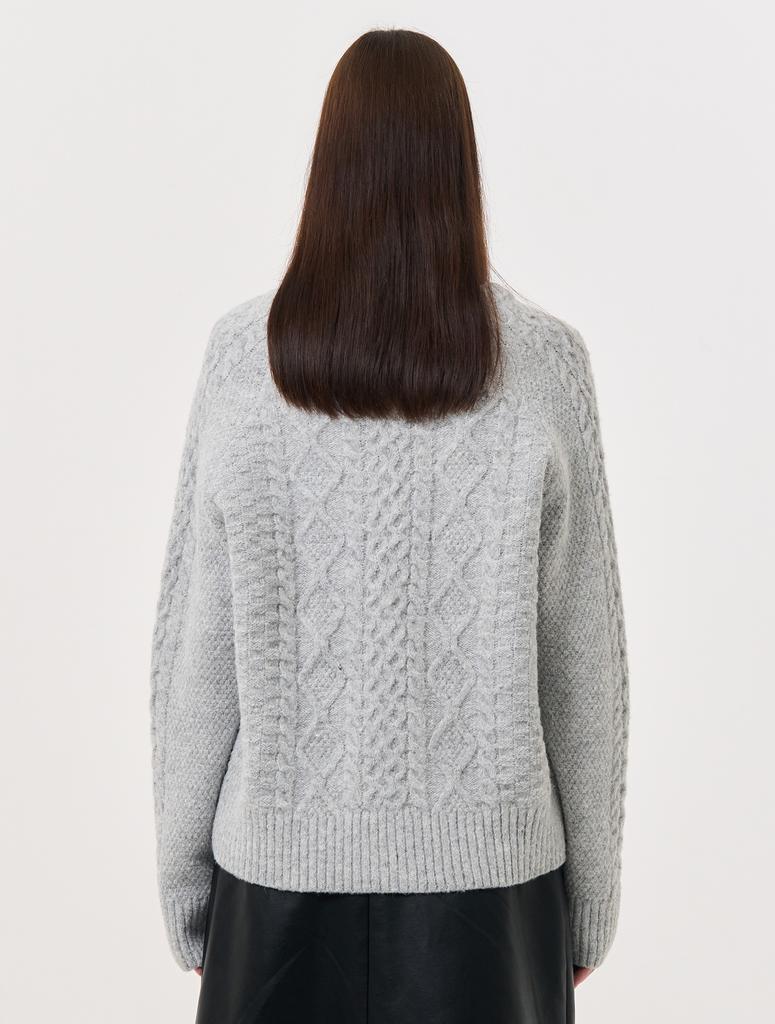GENERALIDEA Wool Cable Raglan V-Neck Pullover [Light Grey] / Wbd3L05525