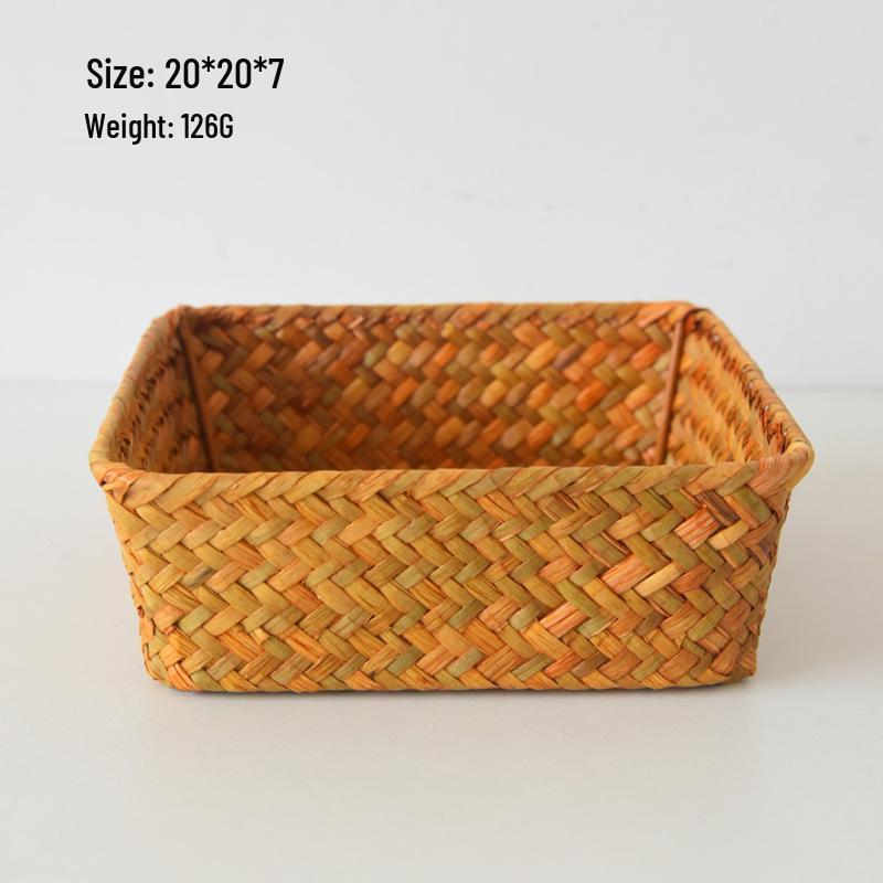 Handgewebter Aufbewahrungskorb aus Seegras: Deckellose Box für Kosmetik und Schreibtisch-Organisation
