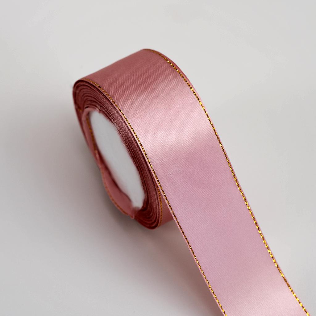 Nastro Doppio Bordo Oro da 4 cm per Matrimonio, Pasticceria e Fiocchi per Scatole Regalo - Nastro Rosa per Confezione Fatto a Mano