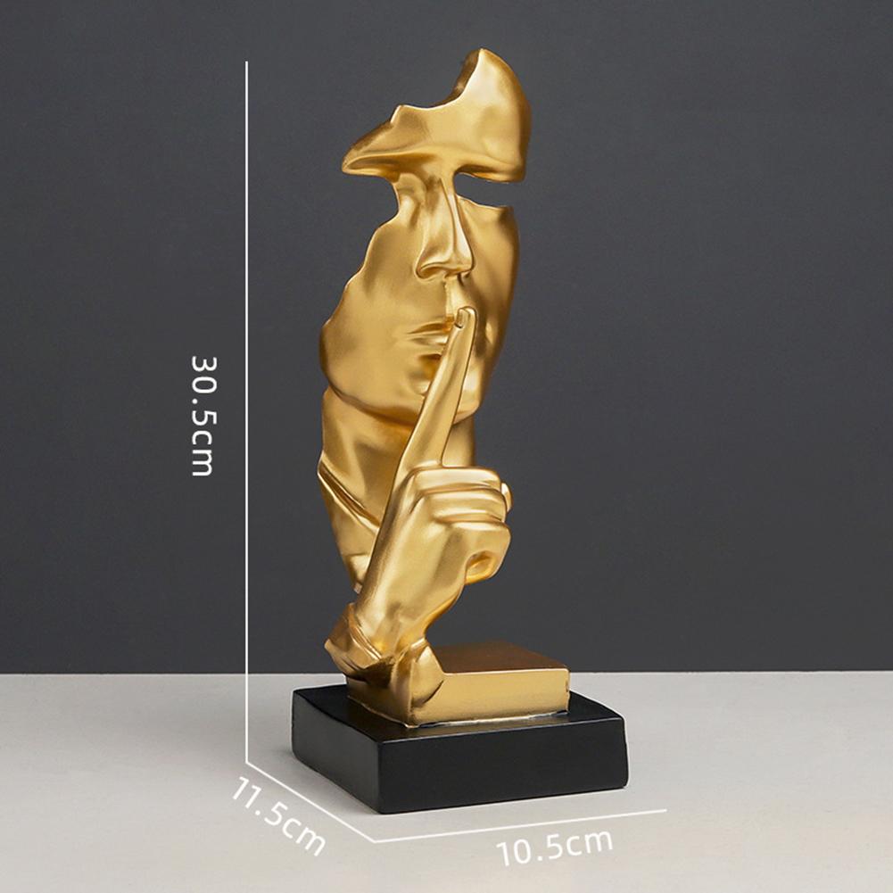 Silent Abstract Sculpture Ornaments Silence Is Gold Resin Statue Creative Home Decoration Accessories