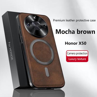 Für Honor X50 und Honor X50 GT Hülle Magnetisch Elegant Leder Verschleißfest Objektiv Vollständig Abgedeckt Rutschfester Griff Kantenschutzschale