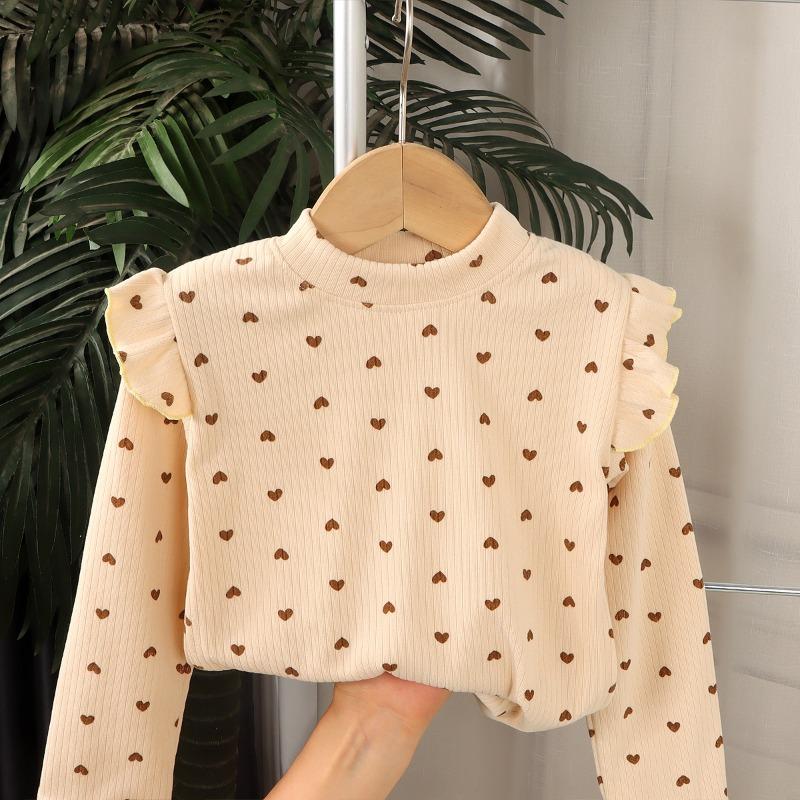 Children's Stylish Long-sleeved Versatile Printed Autumn-style Girls' Blouse with New Sleeves and Floral Print