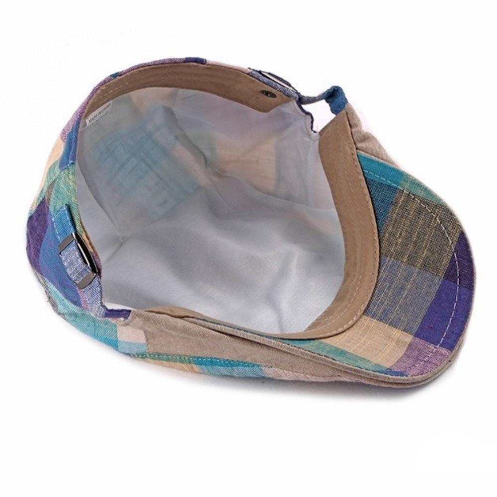 Button Adjustable Plaid Berets Colorful Newsboy Caps Unisex Summer Visor Hat for Men Women