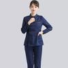Navy Blue Long Sleeve Nurse Uniform Set for Spring & Autumn - Dental, Beauty Salon, Medical Use