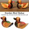 2pcs Color Lasting Wooden Duck Statues Hand Carved Hand Painted Duck Figurine  Home Decor
