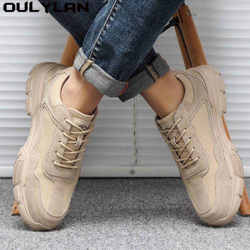 Oulylan Men Lightweight Breathable Safety Shoes Fashion Work Shoes Steel Toe Cap Sneakers Man Anti shock Protective Boots