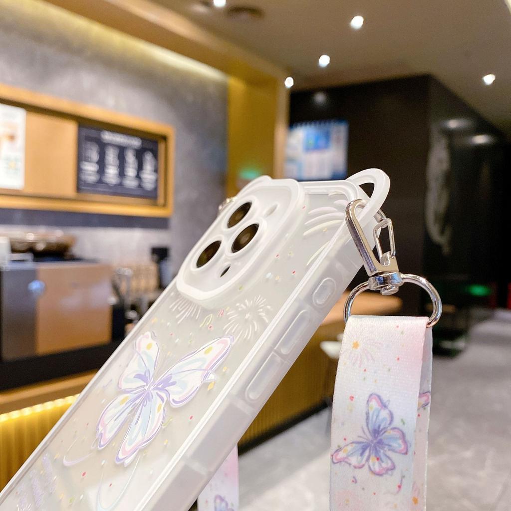 Creative and Personalized Butterfly for IPhone15 Phone Case for Apple 14 ProMax Hanging Rope 13 Full Pack Anti Fall Female Edition