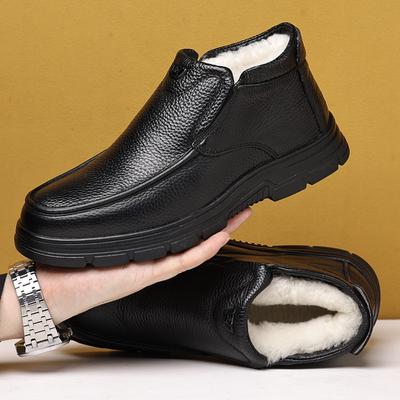 Men's Cotton Shoes 2026 Leather Shoes  Elderly Dad's Winter Shoes with Thick Velvet Winter Men's Shoes