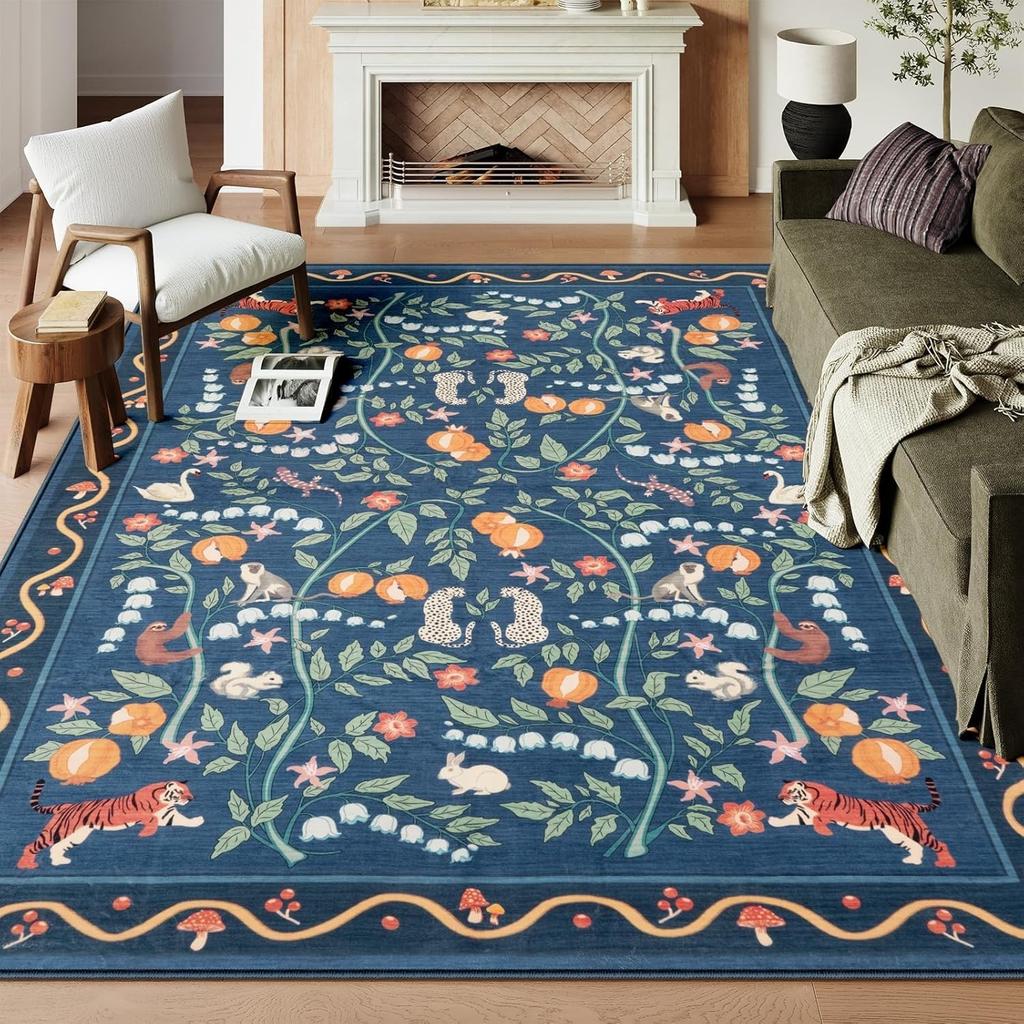 Living Room Carpet Washable Rug for Bedroom Non-slip Floral Children's Playroom Mat Soft Bohemian Floor Mats Modern Large Rugs