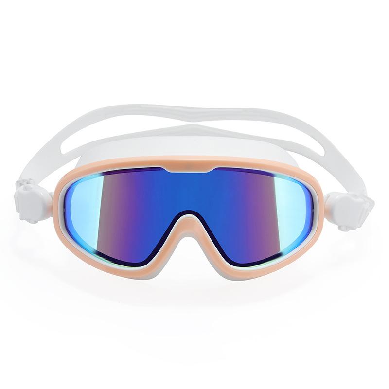 New Adult Large-frame Electroplated Colorful Swimming Goggles, Silicone Anti-fog, Waterproof, High-definition, UV Protection