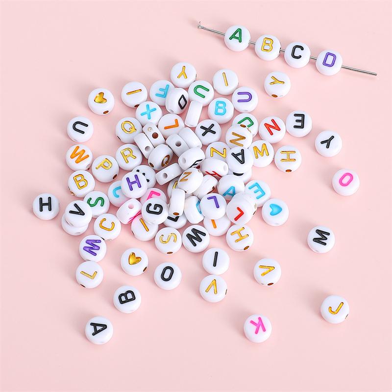 A-Z Letter Flat Beads Material Package DIY Handmade Material Package 26 English Letter Beads+Love Heart Beads For Jewelry Making DIY Bracelet Necklace