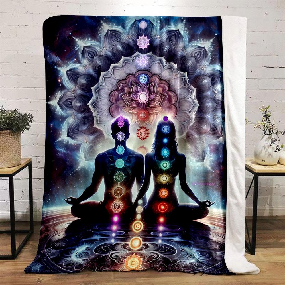 Chakra Meditation Couple Blanket bedroom Blanket for Livingroom Couch lunch break Soft throw for Friend's festival Gift