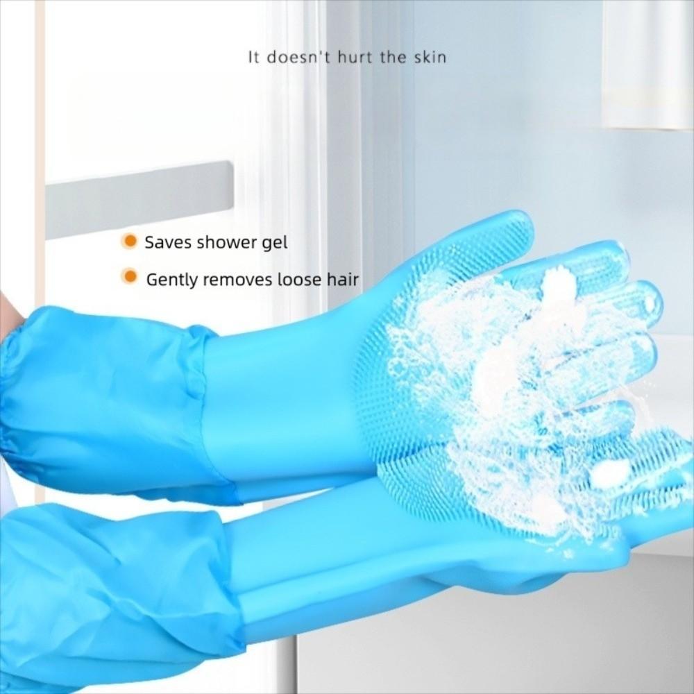 Soft Silicone Pet Grooming Cleaning Gloves Lengthen Anti Bite Dog Cat Bathing Shampoo Glove Dog Massage Hair Removal Glove Dog