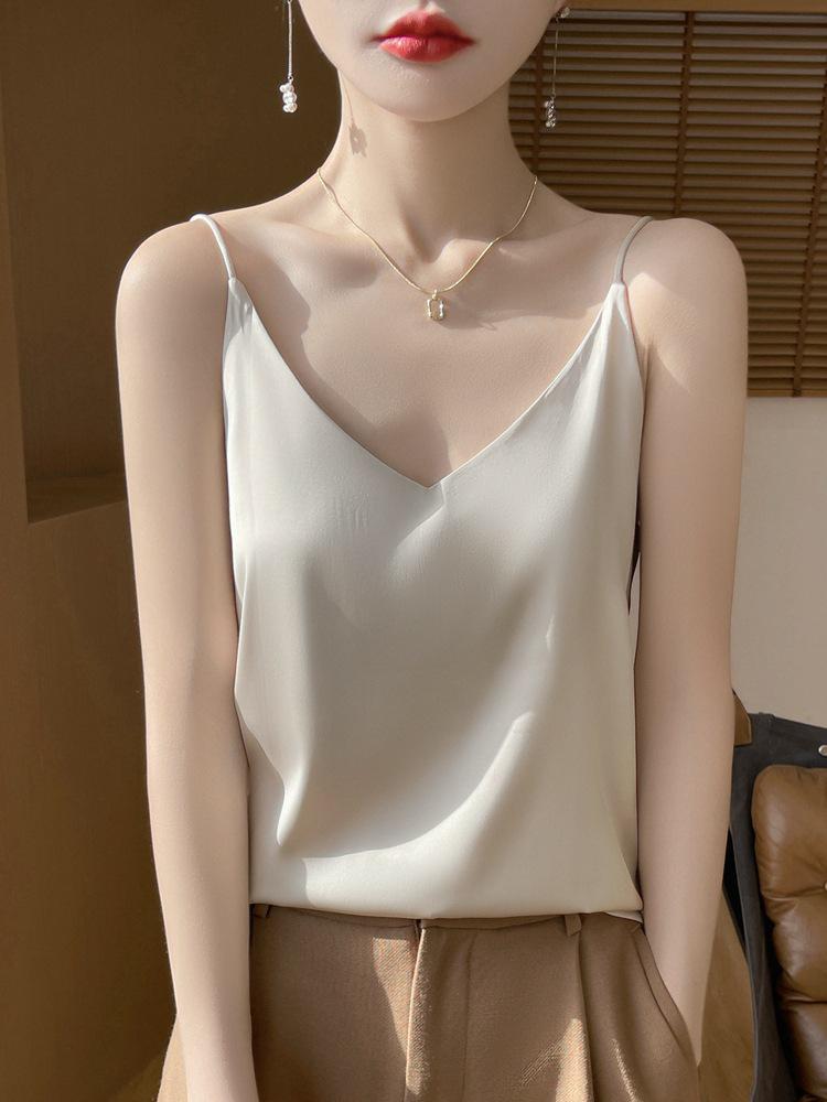Women's V-Neck Ice Silk Camisole Vest - 2025 Summer Collection