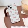 Pink bow iPhone15 mobile phone case 13Pro Apple 14 transparent TPU soft case 12 women's 11 new 16PM