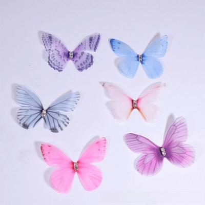 50Pcs Colorful Organza Fabric Butterfly Appliques  Bridal Hair Accessories