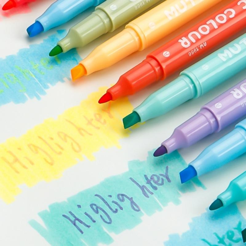 6/12/24 Colors Highlighter Markers Multifunctional Highlighter Pen Fluorescent Pen Double-Head Highlighters for Journal