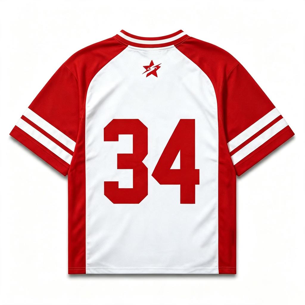 Mesh Jersey Vintage Rugby Retro Streetwear Y2K Jersey Baseball Hockey Bloke, Red&White