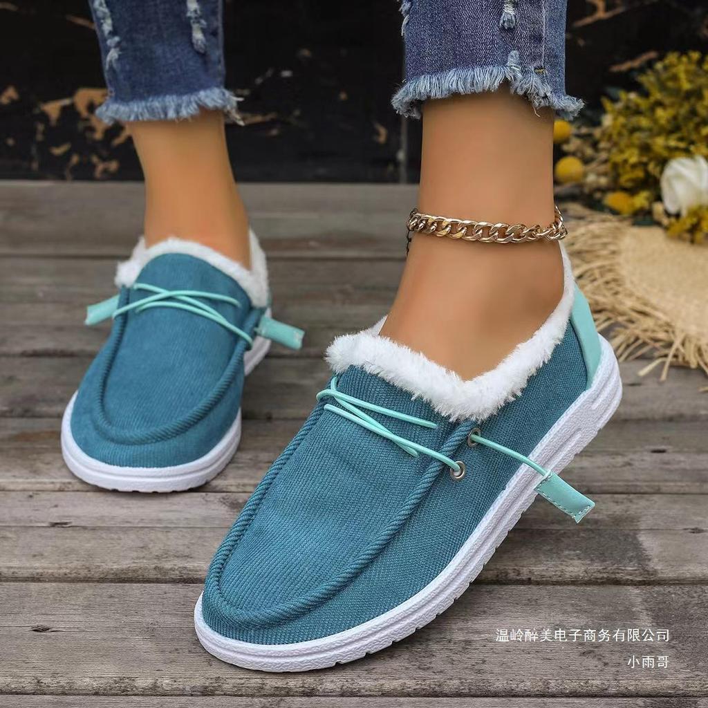 Women's Large Size Thick Sole Winter Warm Fur Snow Boots Padded Lined Ankle Boots Anti-slip Hiking Sneakers High Cotton Boots