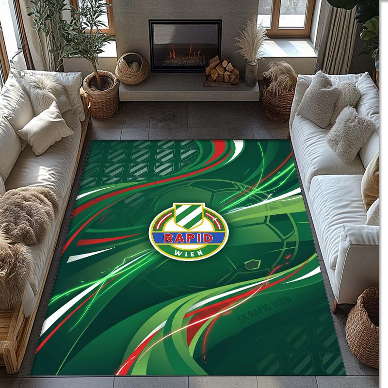 Rapid Wien FC Soccer Football Pattern Soft Area Rug Non Slip Indoor Floor Carpet Sports Decor Mat for Bedroom