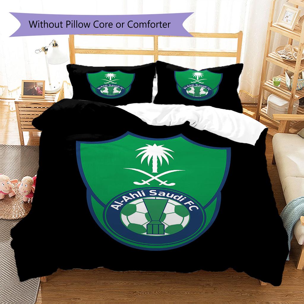 Al-Ahli Saudi FC Pattern Bedding,Quilt Set Quilt Cover Pillowcase Home Birthday Gift(1 * duvet cover + 2 * pillowcase, without core)