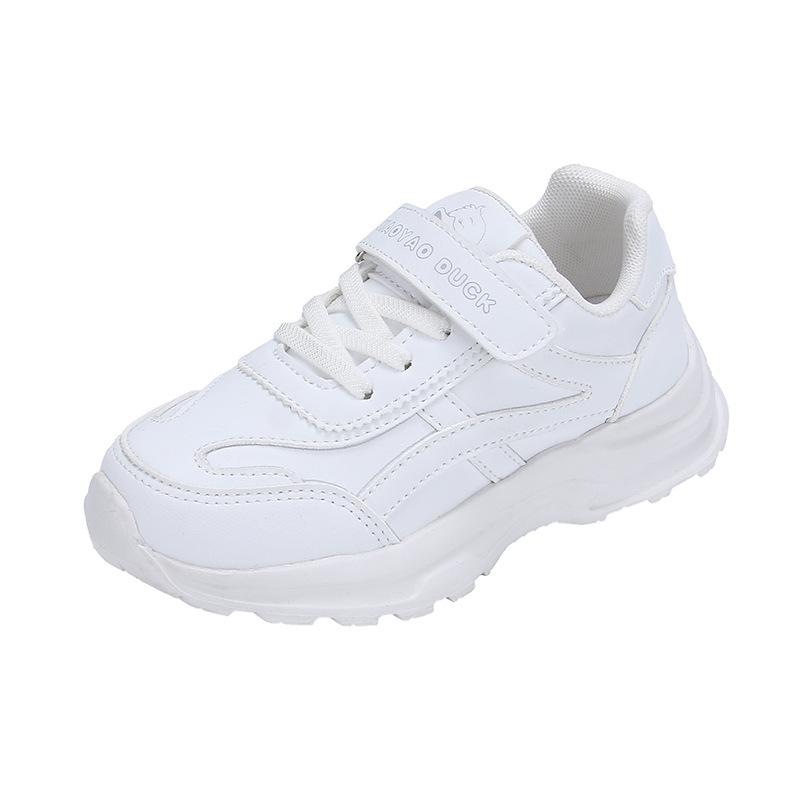 Children's Sports Shoes 2025 Spring and Autumn Girls' Little White Shoes Versatile Primary School Students' Leather Pure White Boys' Sports Shoes