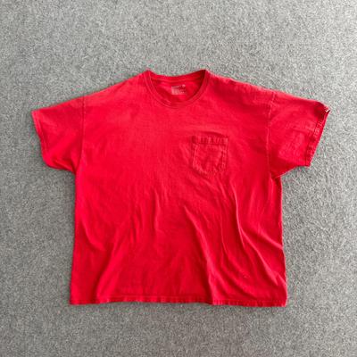 T-shirt Hanes Basic con taschino Rosso Sbiadito Maglietta Usurata XL