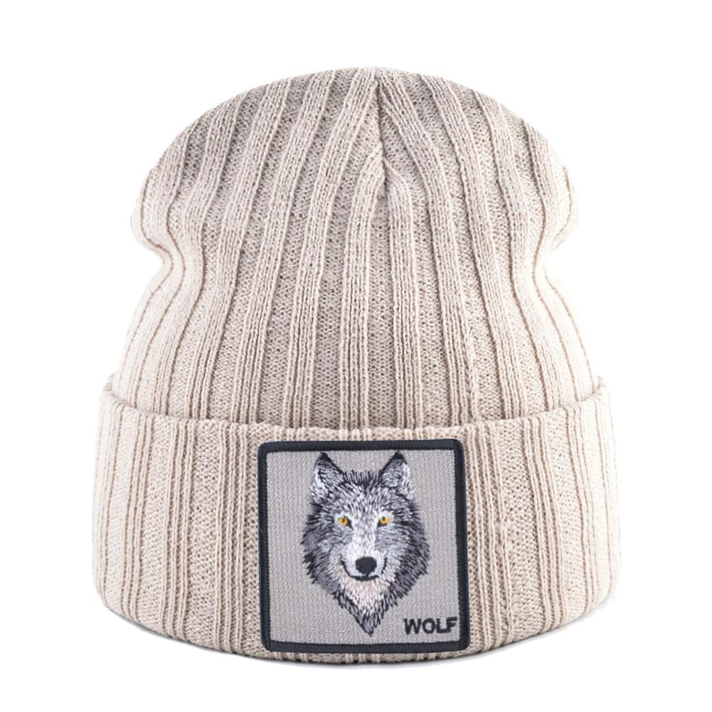 Hats For Knitted Fashion New Men Women Wolf Pattern Skullies Beanies Unisex Knitting Streetwear Hip Hop Bonnet Caps Kpop Gorras