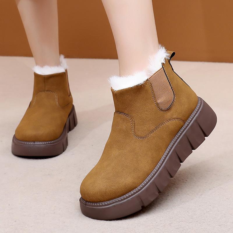 Shoes Women's 2025 Winter New Women's Snow Boots Fleece Thickened Warm Mother Shoes Casual and Comfortable One Pedal