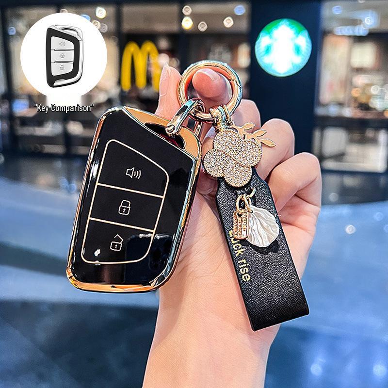 Compatible Car Key Cover for JAC Jiayue A5, X4, X7, iC5, iEVS4/7S, T8 Refine, S4, S7, M6 with Buckle