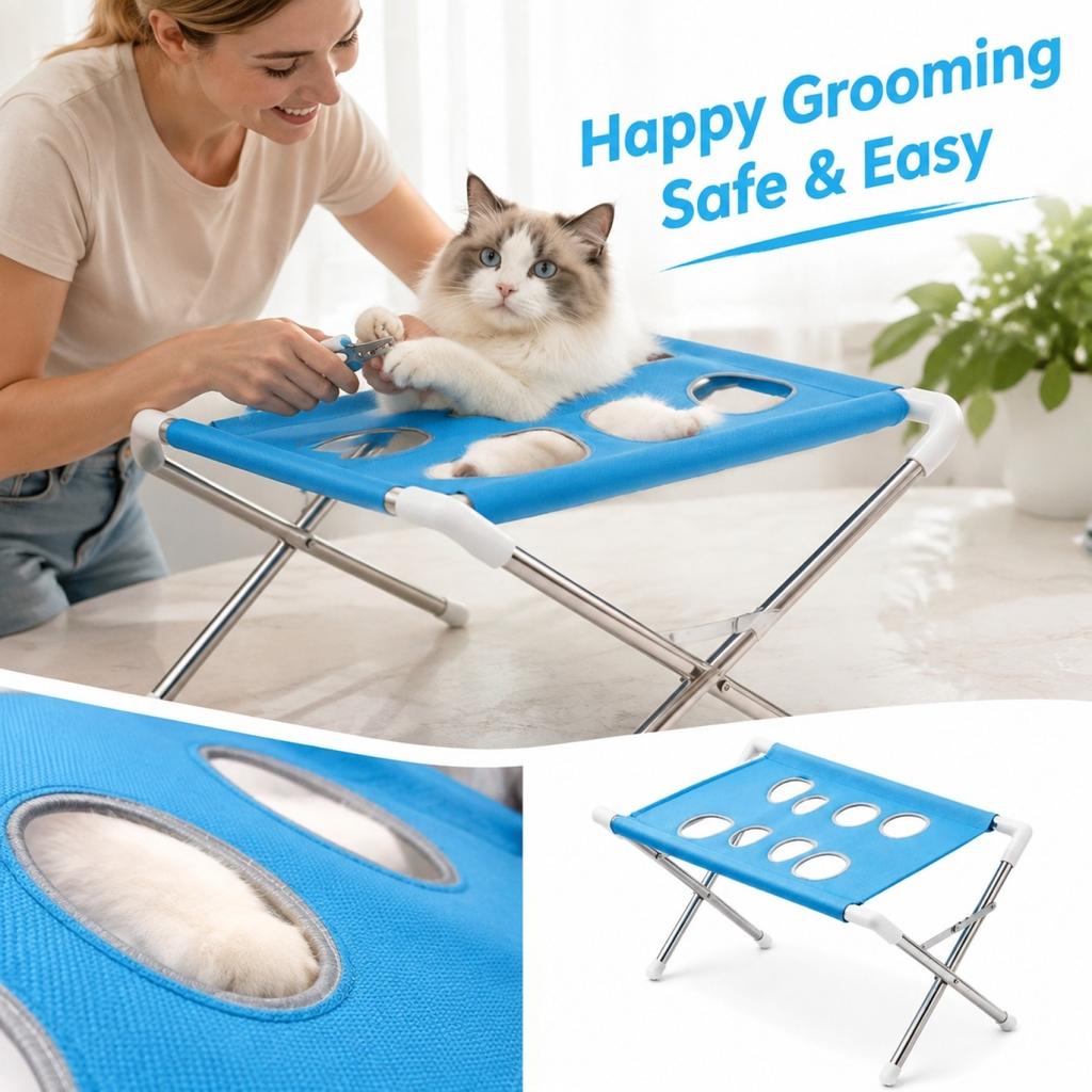 Stainless Pet Bathing Rack with -Scratch - Restraint and Dog Grooming Holder for Washing and Nail Trimming