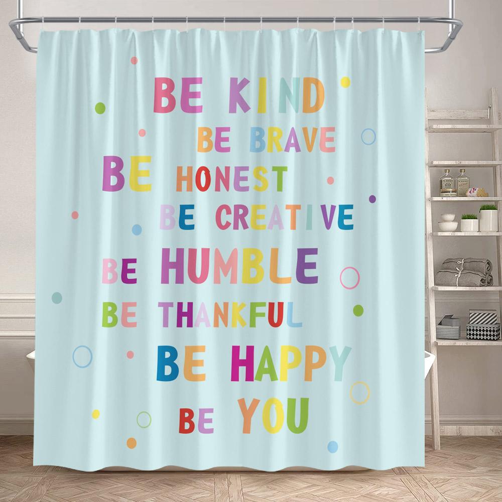Inspirational Aphorisms Shower Curtains Colourful Text Modern Minimalist White Bath Curtain Polyester Fabric Bathroom Decor Set