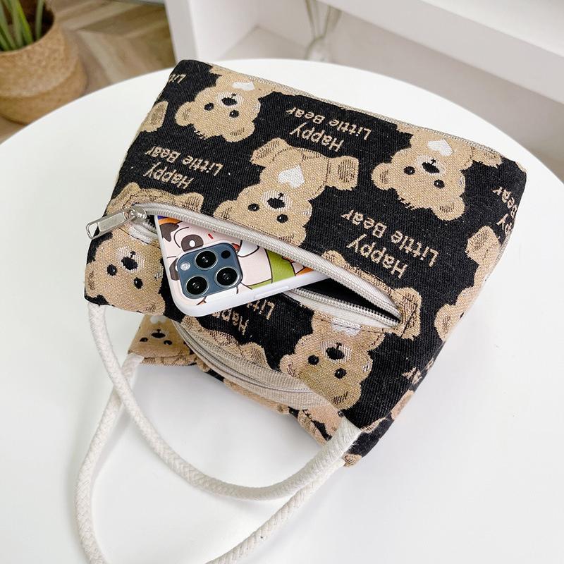 Cartoon Bear Lunch Bags For Women Large Capacity Tote Picnic Drink Lunchbox Bag Portable Outdoor Office Food Bags