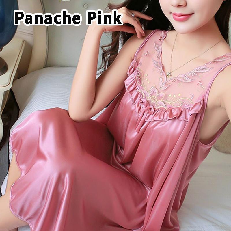 

11 цветов, женское модное пижамное платье, кружевное атласное ночное платье без рукавов, удобная домашняя одежда, шелковая одежда для сна 3XL 75-90kg коралл красный