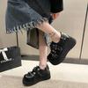 Fashion Japanese Kawaii Punk Goth Chunky Platform Pumps Women Bowtie Wedges Mary Jane Lolita Shoes Woman Heart Ankle Buckle Black Shoes