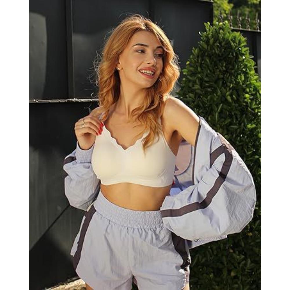 Soutien-gorge sans fil à décolleté plongeant pour femme, Soutien Confort Push Up Rassemblant Lingerie Soutien-gorge T-shirt