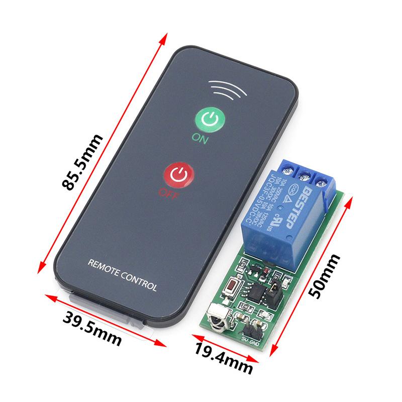 Placa Módulo Driver de Relé Interruptor de Acionamento Receptor Infravermelho de 1 Canal 5V + Controle Remoto Ativo