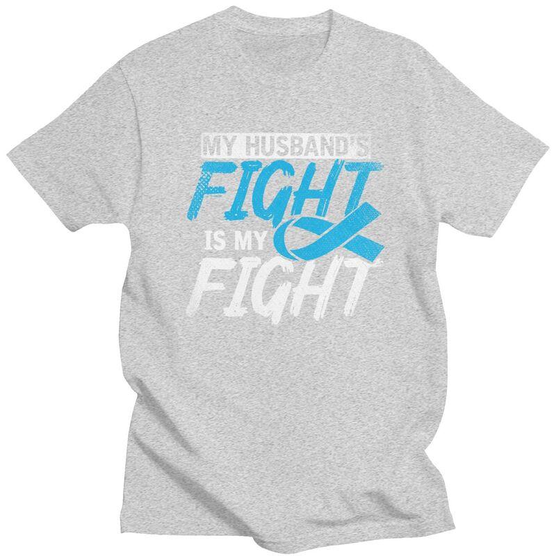 My Husbands Fight Is My Fight Prostate Cancer Awareness T Shirt Short Sleeves Graphic Clothing Loose Fit 100 Cotton Tee Tops
