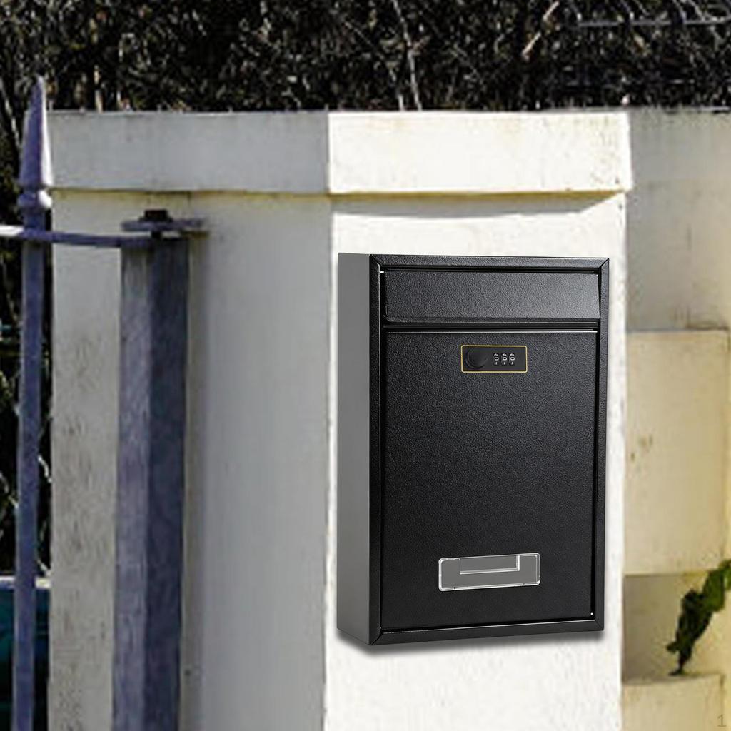 Combination Lock Security Mailbox Wall Mount 8.6x3.3x12.6inch for Gated Community Mail Collection