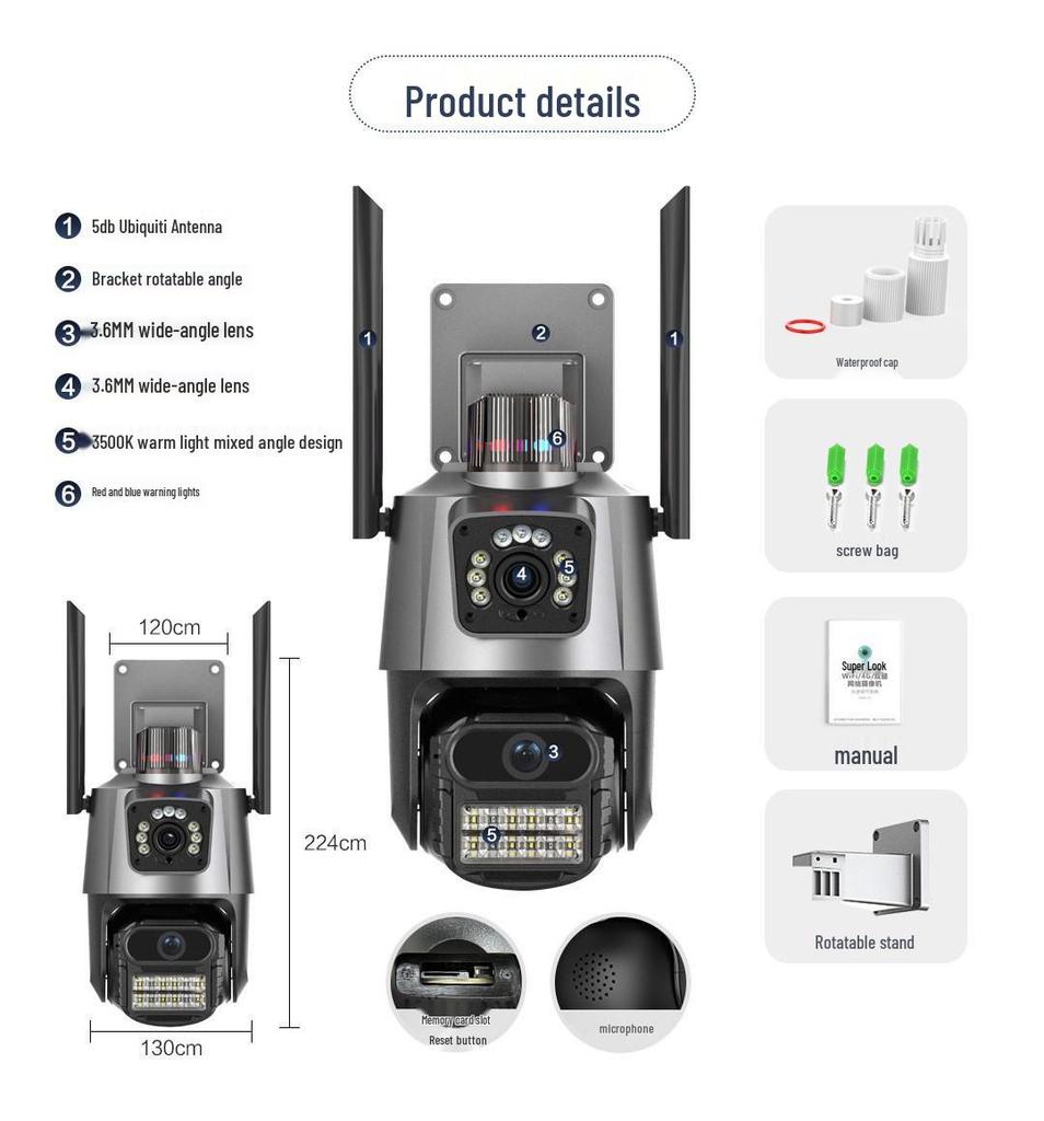 iCSee Dual-Lens 360° Wireless WiFi Camera with Night Vision