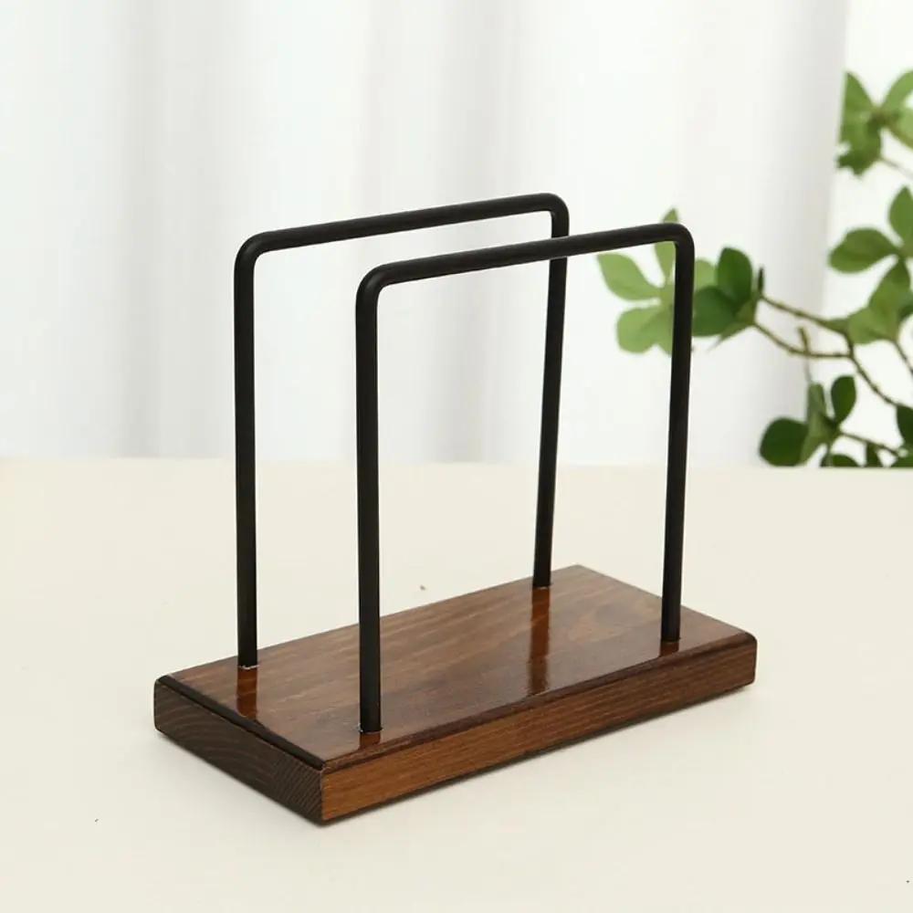 Wooden Base Napkin Paper Holder Standing Non-slip Tissue Storage Rack Vertical Space-saving Tissue Dispenser Stand Dining Room