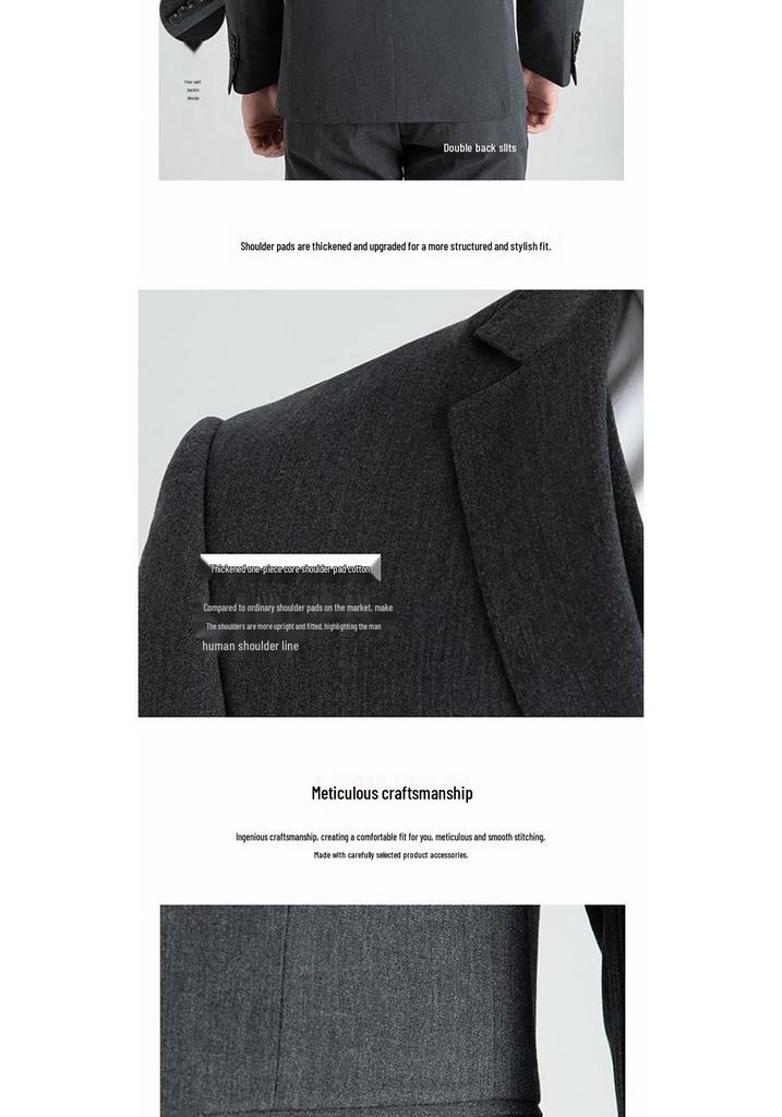 Men's Slim-Fit Business Casual Suit Set for Weddings and Interviews