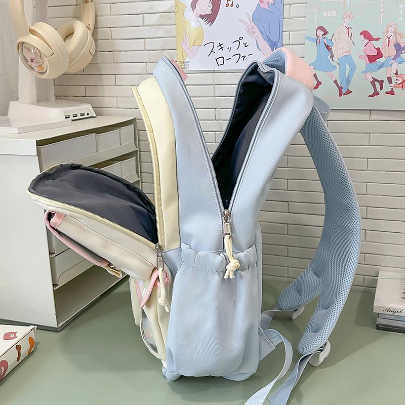 Sac d'école pour collégienne Sac à dos pour ordinateur à blocs de couleurs pour femmes Grande capacité Sac à dos pour livres